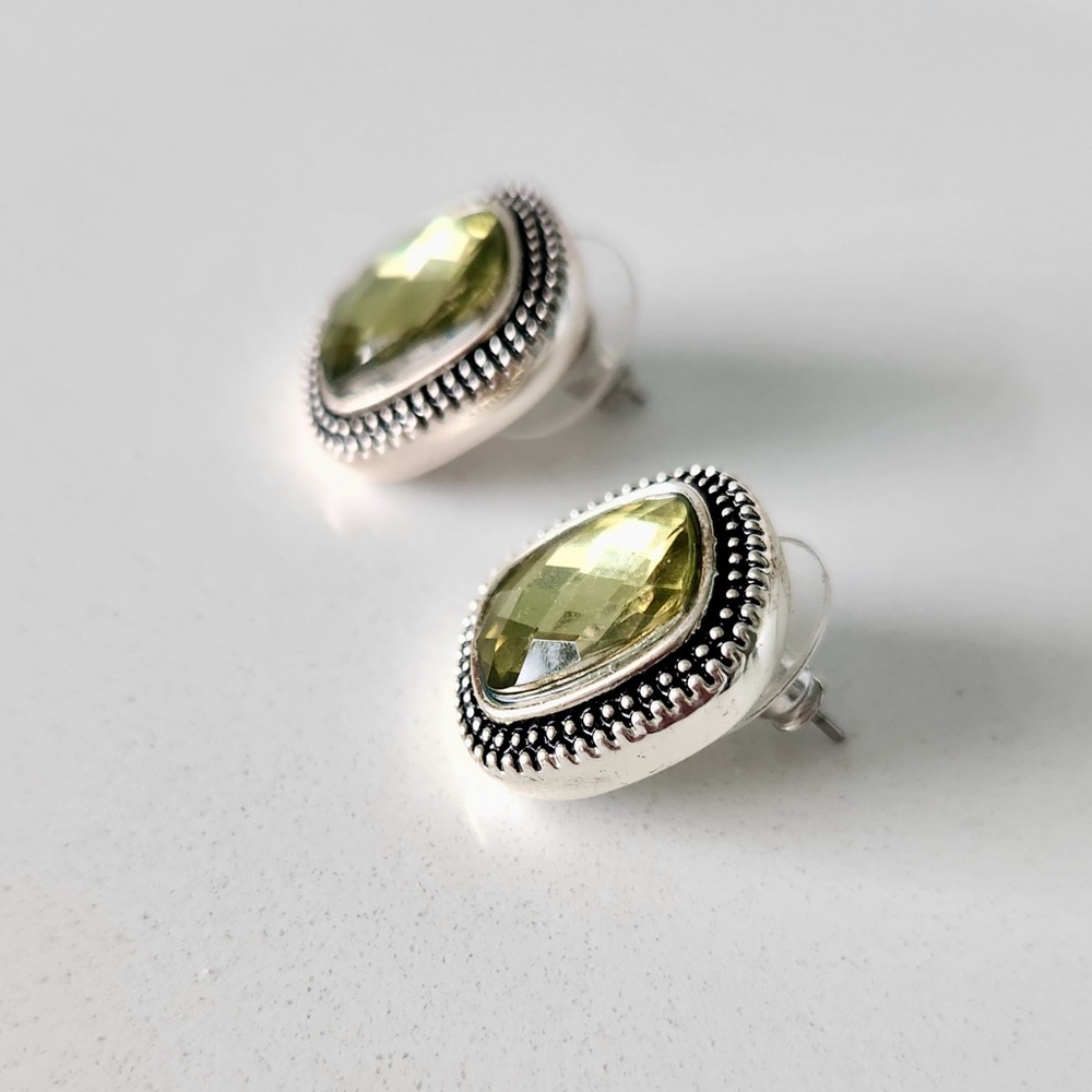 Napier Designer Silver and Green pierced Earrings